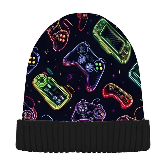 joogoo Game Controller Beanie Hats Cuffed Winter Warm Knit Thick Beanies