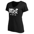 thumbnail image 2 of Women's Black Pittsburgh Penguins Drop the Puck V-Neck T-Shirt, 2 of 3