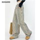 thumbnail image 3 of Pantalones vaqueros casuales de pierna ancha para mujer, con estampado de leopardo retro americano, estilo Y2K, holgados, de cintura alta y rectos, estilo hip-hop, 2024, 3 of 6