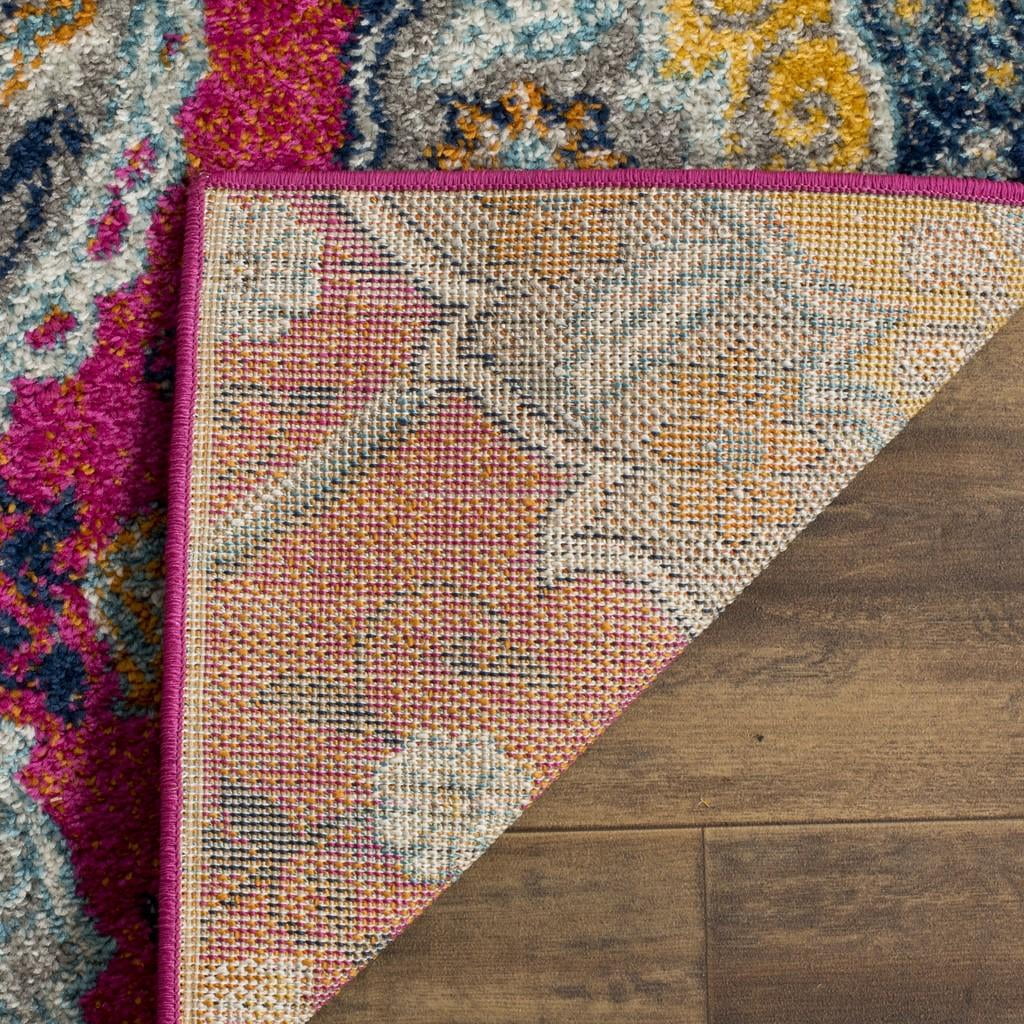 SAFAVIEH Madison Hope Floral Paisley Area Rug, Fuchsia/Gold, 4' x 4' Round
