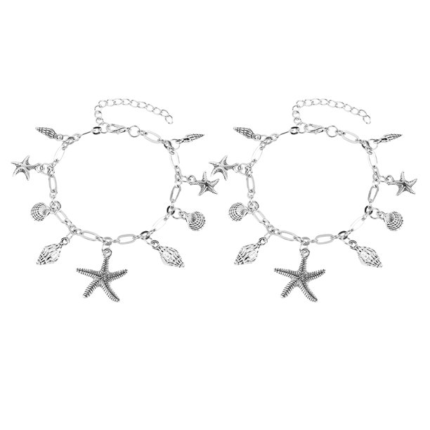 Tobillera bohemia de estrella de mar con conchas marinas, pulsera de tobillo con cadena de playa, pulseras ajustables para el pie de verano para mujeres y niñas
