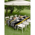 thumbnail image 4 of Outdoor Tablecloths with Umbrella Hole & Zipper, Yellow Black Stripes Rectangle Tablecloth 60x120 Inch, Modern Grey Ombre Abstract Striped Waterproof Table Cloth, Patio/Pool/Picnic Table Covers, 4 of 8