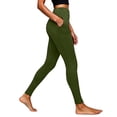 thumbnail image 3 of TGPMGRZ High Waisted Leggings with Pockets for Women Elastic Waisted Solid Yoga Pants Leggings Tight Petites Comfort Green Size XXL, 3 of 6
