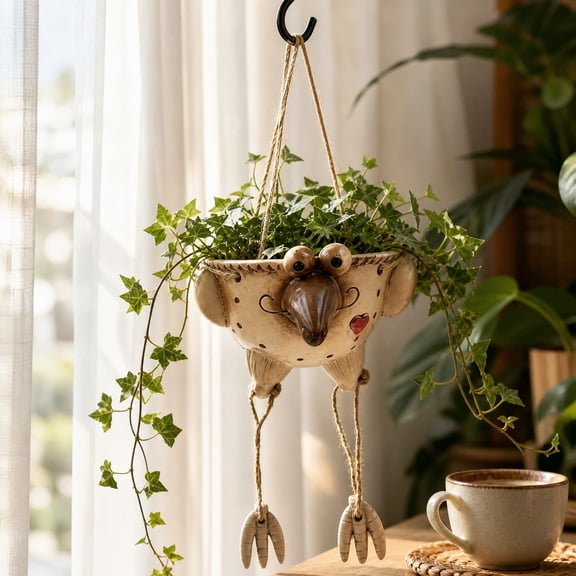 Hanging Bird Planter, Cute Resin Hanging Pot for Indoor and Outdoor Succulents, Herbs, and Garden Decor