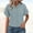 Grey, variant on Womens Cotton Button Down Shirt Rolled Cuffed Short Sleeve Blouse Ladies Summer Casual V Neck Beach Cotton Tops Beige M