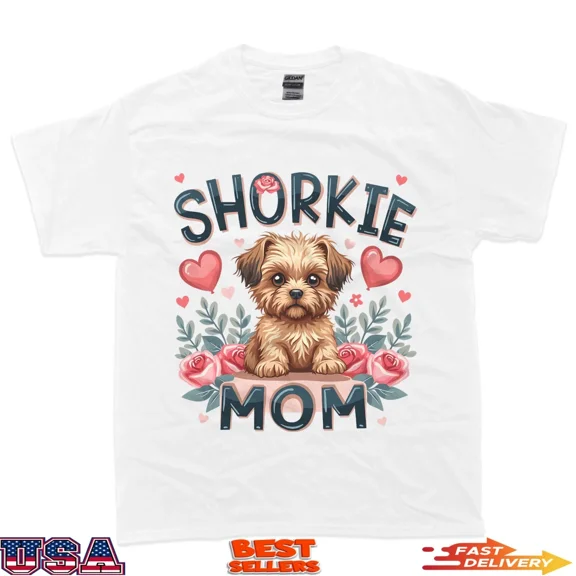Fun Cute Kawaii Shorkie Mom Owner Lover Cartoon Hearts Breed T-Shirt