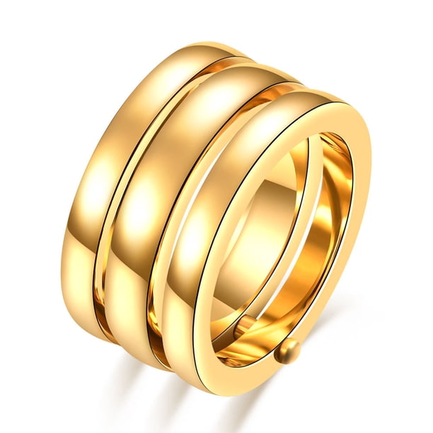 Anillo de acero inoxidable giratorio de tres colores con tres anillos y personalidad europea y americana Glaosling