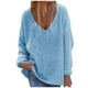 thumbnail image 1 of Gibobby Sueter para mujer invierno casual Mujeres Fashion V cuello Solido Pullover Solid Color Mangas largas Sweater Tops(Azul,CH), 1 of 5