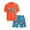 Orange/Teal Palm Trees, variant on Boys Swim Set - UPF50+ Short Sleeve Rash Guard Swim Shirt and Swim Trunks 2 Piece Set
