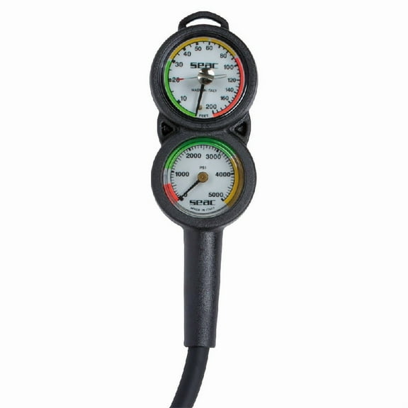 Seac Console 2 Spg & Depth Gauge, Black/Red