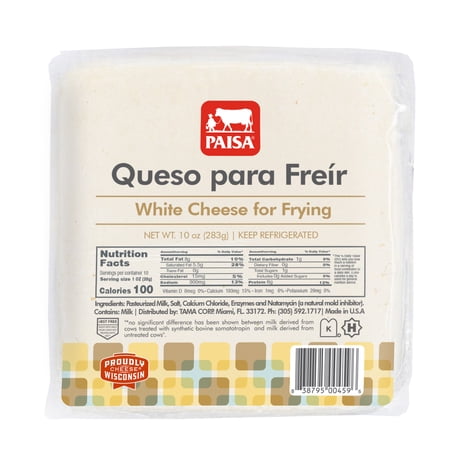 Paisa Queso Para Freir / White Cheese For Frying, Block 10oz