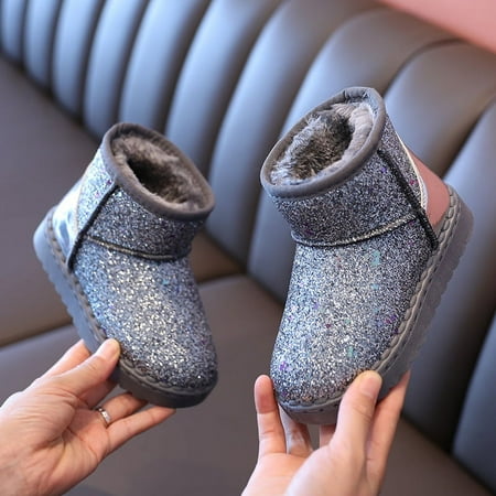 

Children‘s Snow Boots 2024 Winter New Boys and Girls Sequin Cotton Shoes Student Soft Sole fleece-lined Boots Warm Boots