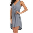 thumbnail image 2 of IROINNID Rollbacks Dress for Women 2023 Casual Cocktail Wedding Guest Dress Sexy Solid Sleeveless V-Neck Mid-Calf Dress Fit&Flare Dress,Gray, 2 of 3