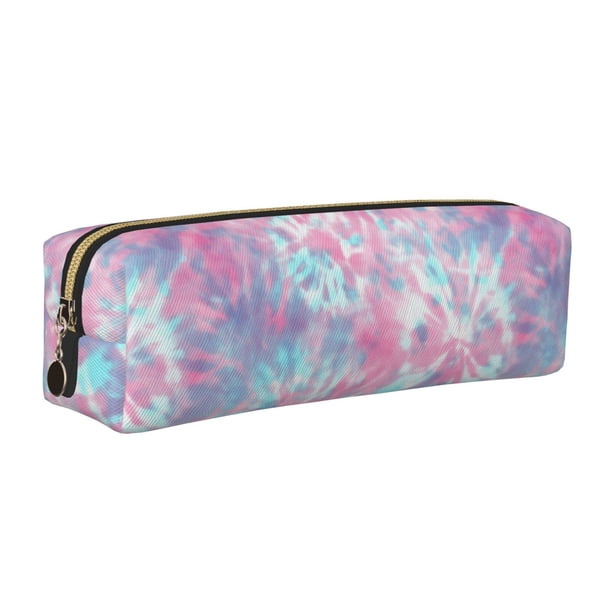Fotbe Tie Dye Estuche para Lápices de Cuero con Estampado, Estuche con Cremallera Resistente, Organizador Compacto y Elegante para Papelería
