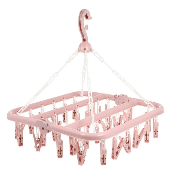 Gymnture Foldable Garment Rack with 32 Clips for Drying Clothes (Red)