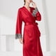 thumbnail image 4 of Gibobby Albornoz mujer de dormir larga con cinturón de encaje para mujer Camisón de satén cómodo Albornoz con frente abierto para otoño e invierno Ropa de dormir (Rojo,XL), 4 of 4
