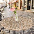 thumbnail image 4 of Brown Floral Fitted Tablecloth with Elastic Edged, Round Table Cloth for Dining Table, Vintage Rustic Flowers Botanical Spring Waterproof Oil Proof Table Cover for Indoor Outdoor 36"-44", 4 of 8