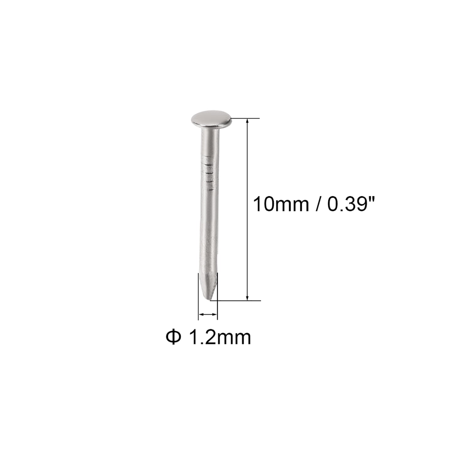 Unique Bargains 1.2x10mm Tiny Nails Carbon Steel Nickel Plated, 500 Pack