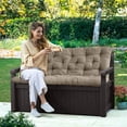 thumbnail image 5 of Outdoor Swing Cushions, Waterproof 2-3 Seater Bench Cushions for Outdoor Furnitur with Backrest, Thicken Washable Cushion for Swing Patio Porch Lawn Garden, Khaki, 60x40x4 inch, 5 of 10