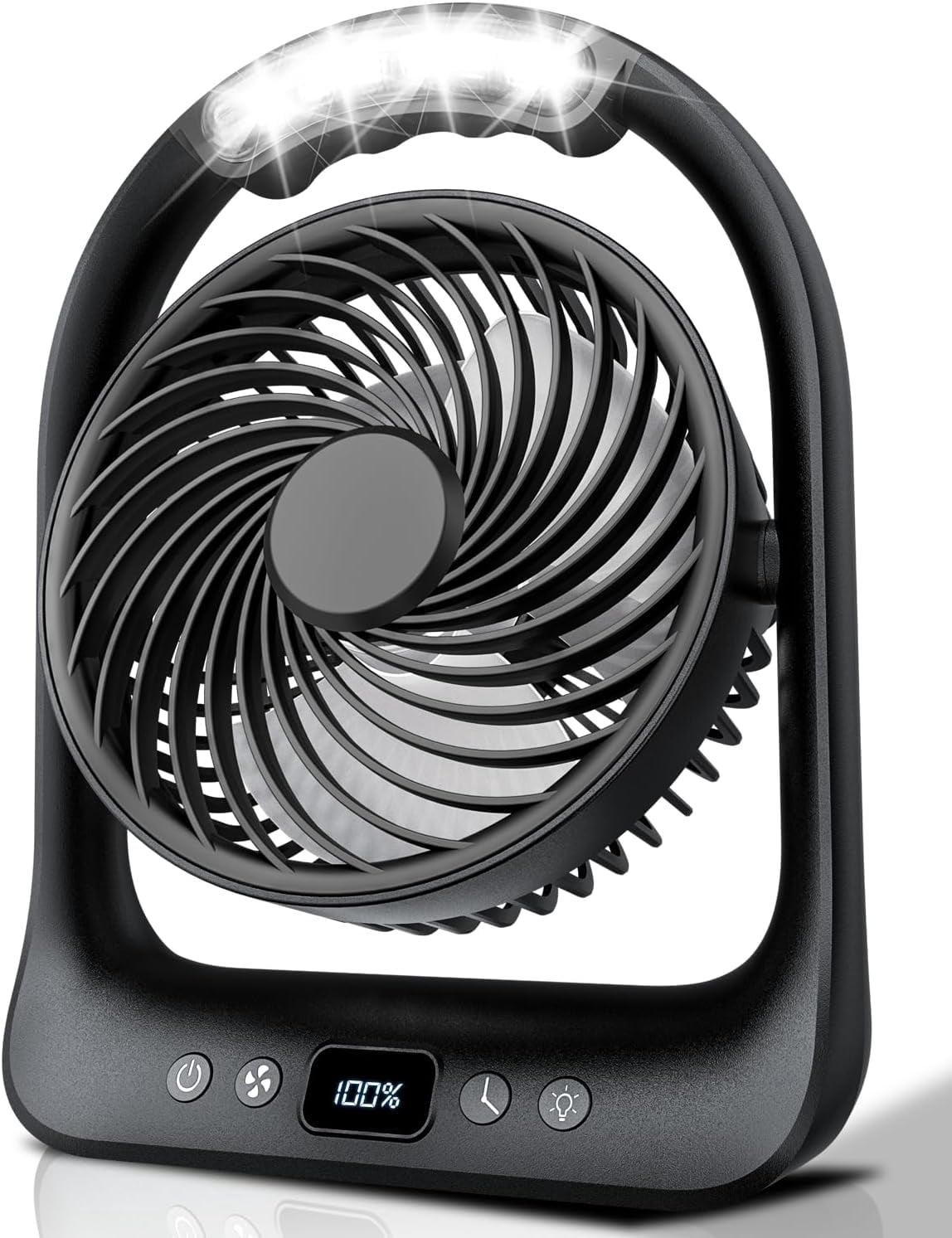 HGGQVVS 6" Rechargeable Camping Fan, Battery Operated Small Portable Fan with 3 Speeds & 6H Runtime LED, 360° Tiltable, USB Type-C Charging, Ideal for Outdoor, Travel, Camping, Home & Office, Purple