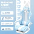 thumbnail image 3 of Huracan Cute Bunny Ears Gaming Chair with Footrest, Ergonomic High Back Office Gamer Chair, Massage Computer Game Chair with Lumbar Support for Adults,LightBlue, 3 of 7