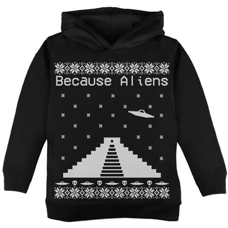 

Because Aliens Pyramid Christmas Sweater Black Toddler Hoodie - 2T