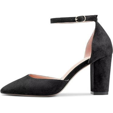 Women Chunky Block High Heel Pointed Toe Pumps Ankle Strap Buckle Wedding Party Sexy,Summer casual versatile shoes