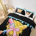 thumbnail image 3 of Castle Fairy Pink Bow Sport Baseball Twin Duvet Cover, Ice Cream Drip Twin Bedding, Black Pink Yellow,Black Reversible,2pcs,1 Duvet Cover and 1 Pillowcase, 3 of 6