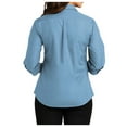 thumbnail image 2 of Mafoose Women's 3/4 Sleeve Uniforms Carefree Poplin Shirt Carolina Blue X-Small, 2 of 4