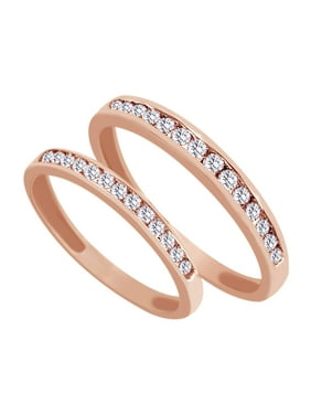 His Hers Sets Product Image White Natural Diamond His And Hers Wedding Band Set In 14k Rose Gold 0 67 Cttw