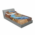 thumbnail image 3 of Beach Bedding Set with Sheet & Covers, Cavern Rocks by Pacific Waters with Australian Sea and Sky Landscape Road, Printed Bedroom Decor 2 Shams, 4 Sizes, Cream Blue, by Ambesonne, 3 of 3