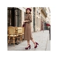 thumbnail image 6 of BLISSFUL STEP Ankle Strap Chunky Heels Mary Jane Pumps for Women Burgundy 9, 6 of 6