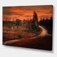thumbnail image 3 of Designart ' The Road By The Farm In Dark Pink Sunset ' Farmhouse Canvas Wall Art Print, 3 of 4