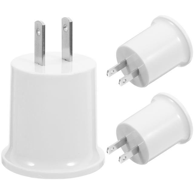 Adaptador de rosca E27 de 3 piezas que convierte el enchufe estadounidense en un portalámparas E26/E27 Adaptador de portalámparas para bombillas Enchufe de luz enchufable (enchufe estadounidense)