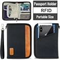 thumbnail image 3 of JennyShop  Flight Ticket Credit Cards Wallet for Men Women, Quality Passport Holder for Famliy Travel Wallet Passport Wallet Document RFID Blocking Organizer with Zipper Clutch Bag, 3 of 6