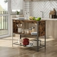 thumbnail image 3 of Bestier Farmhouse Kitchen Island with Storage, Portable Coffee Bar Shelf Console Table, Rustic, 3 of 7