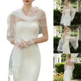 thumbnail image 2 of Single Tier White Wedding Shawl with Beadwork Pearls and Tassels Bride Shoulder Wrap for Wedding Evening Party Dresses, 2 of 8