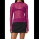 thumbnail image 3 of Camisetas de Larga Transparentes para Mujer, de Transparente, Ajustadas, con Ribete Festoneado, Blusas y Conjuntos Superiores Rosa Roja M, 3 of 9
