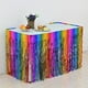 thumbnail image 4 of Falda de mesa con flecos de lámina de plástico de 108 x 29,5 pulgadas, serpentinas brillantes, cortinas de guirnalda para decoración de fiestas, mantel con borlas metálicas para bodas, cumpleaños,, 4 of 6