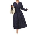 thumbnail image 2 of Women V Neck Short Sleeve Tied Elegant Casual Daily Dress Dark Blue XL, 2 of 9