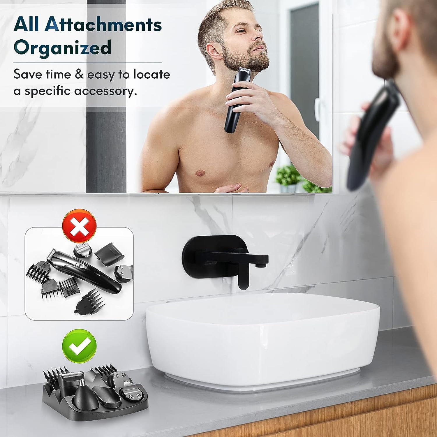 5 in 1 Hair Trimmer, Beard Trimmer for Men, Waterproof Electric Razor, Cordless Shavers, Hair Clippers for Mustache Groin Body Hair, Painless Hair Removal, Grooming Kit for Men, Black
