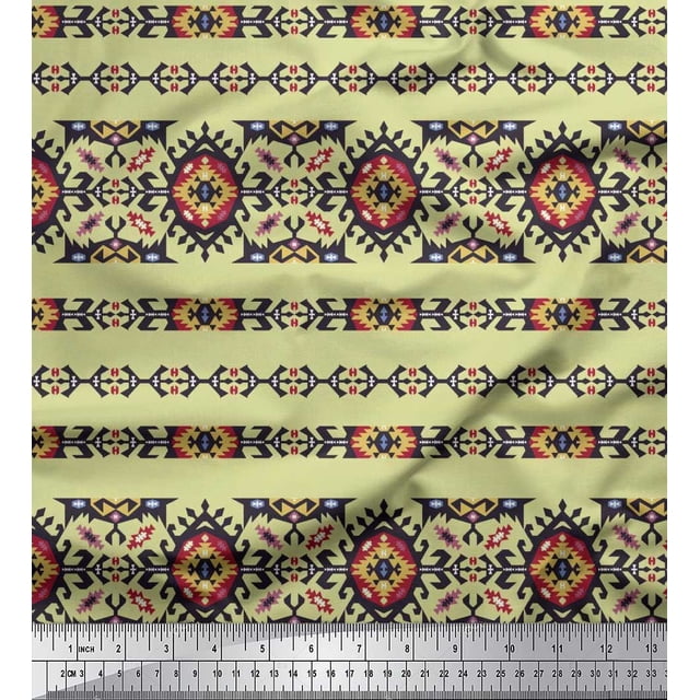Soimoi Poly Georgette Fabric Aztec Southwestern Fabric Prints by Yard 52 Inch Wide