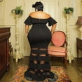 thumbnail image 3 of AURA Plus Size V Neck Maxi Dress Women Flare Sleeve High Waist Elegant Summer Party Dress, 3 of 4