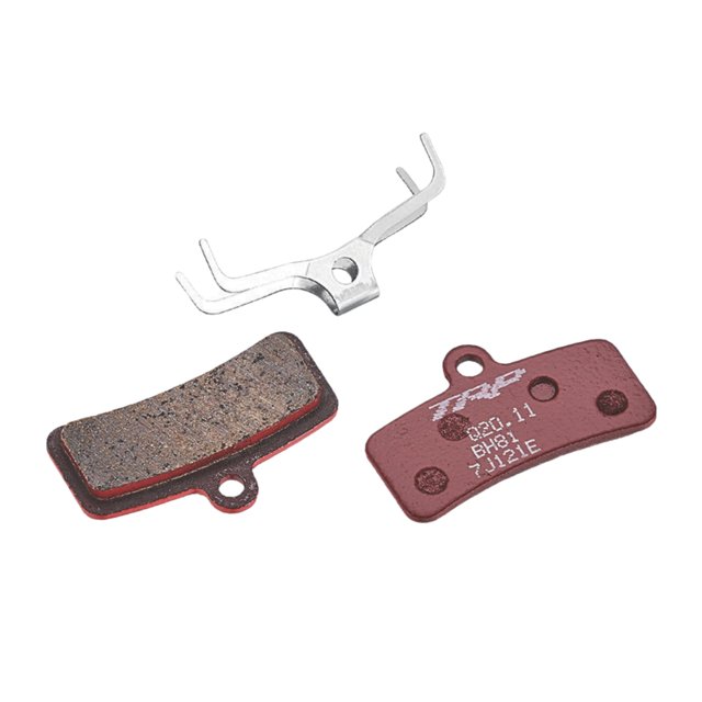 Pastillas metálicas sinterizadas TRP semimetálicas de 4 pistones Un par para una rueda Compatible con todos los frenos TRP de 4 pistones. Resorte de pinza incluido.