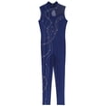 thumbnail image 4 of Alvivi Womens Figure Skating Gymnastics Unitard Sleeveless Rhinestone Mesh Dance Leotard Jumpsuit Navy Blue XL, 4 of 6