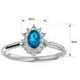 thumbnail image 5 of SuperJeweler 2/3 Carat Oval Shape Blue Topaz and Halo Diamond Ring In Sterling Silver For Women, 5 of 6