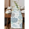 thumbnail image 4 of Blue Coastal Table Runner 108 Inches, Teal Coral Jellyfish Nautical Bed Runner Dresser Scarves Tabletop for Indoor Outdoor Parties/Ceremony/Banquet, 13"x 108", 4 of 8