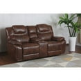 thumbnail image 2 of Sunset Trading Diamond Power Faux Leather Dual Reclining Loveseat in Brown, 2 of 5