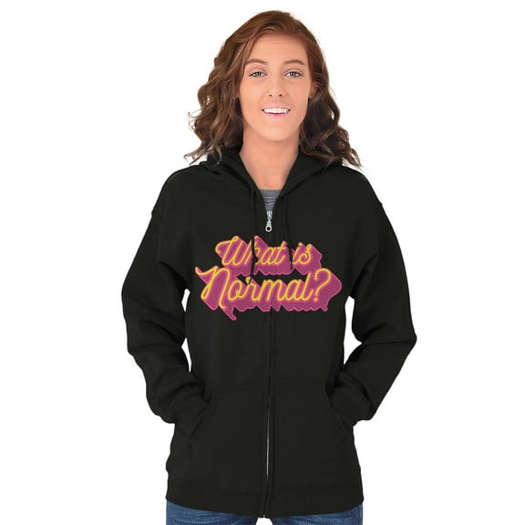 Cool Vaporwave What is Normal Saying Womens Plus Size Graphic Zipper Hoodie Brisco Brands 2X