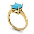 thumbnail image 2 of 2 ct Asscher Cut Simulated Turquoise Solitaire 14K Yellow Gold Womens Engagement Ring, 2 of 5